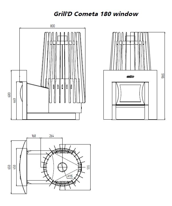 Банная печь Grill'D Cometa 180 Vega Window  black